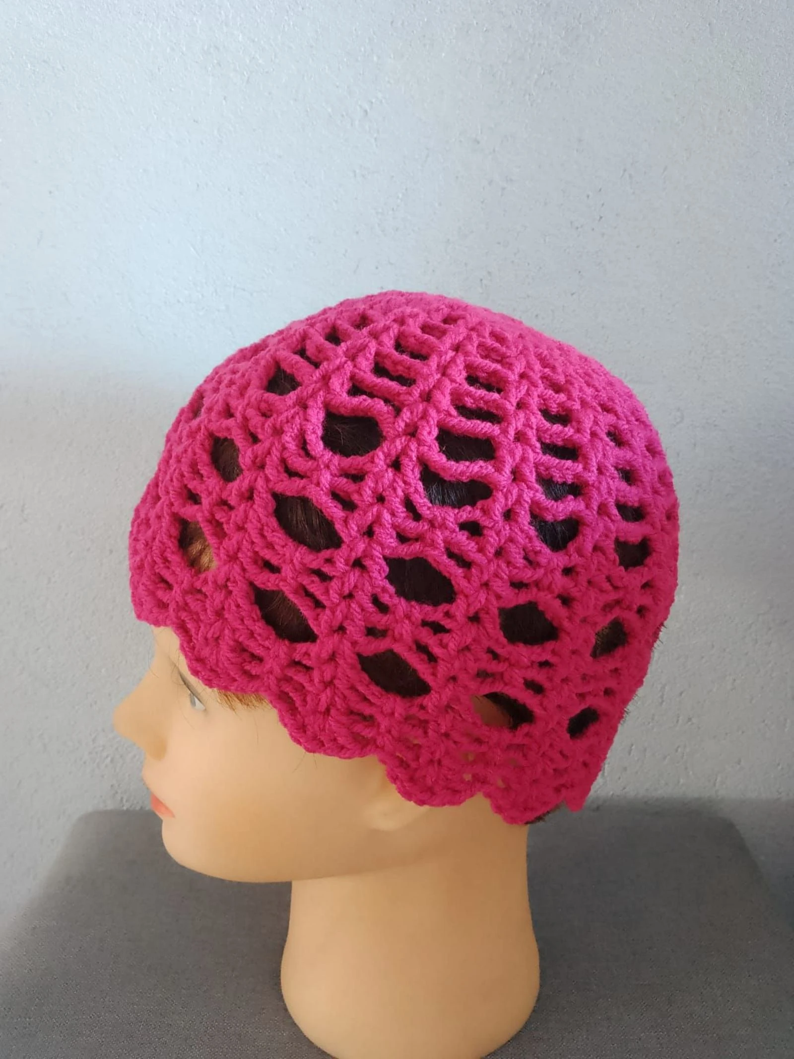Rosa fuchsia haakmuts - fait main – photo 2